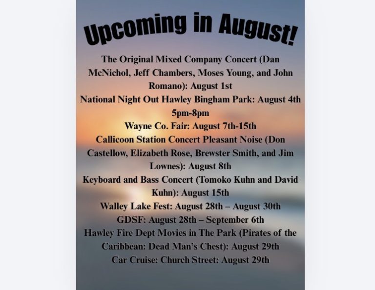 Upcoming Events in August 2026